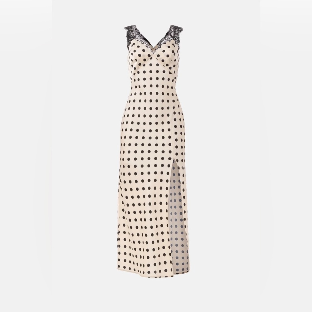 Astr Cream and Black Polka Dot Maxi Dress
